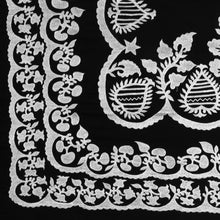 Load image into Gallery viewer, EMBROIDERED LINEN THROW | WHITE ON BLACK
